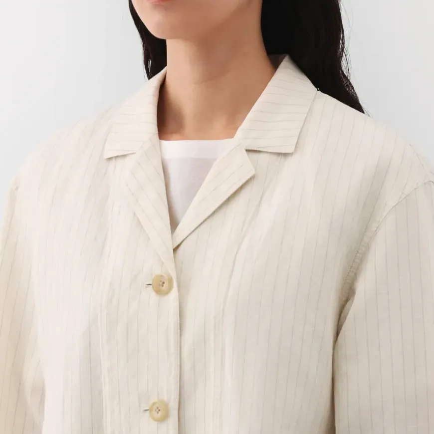 Women's Hemp Cotton Striped Coat