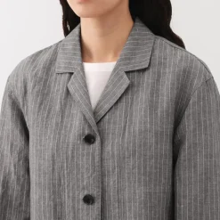 Women's Hemp Cotton Striped Coat