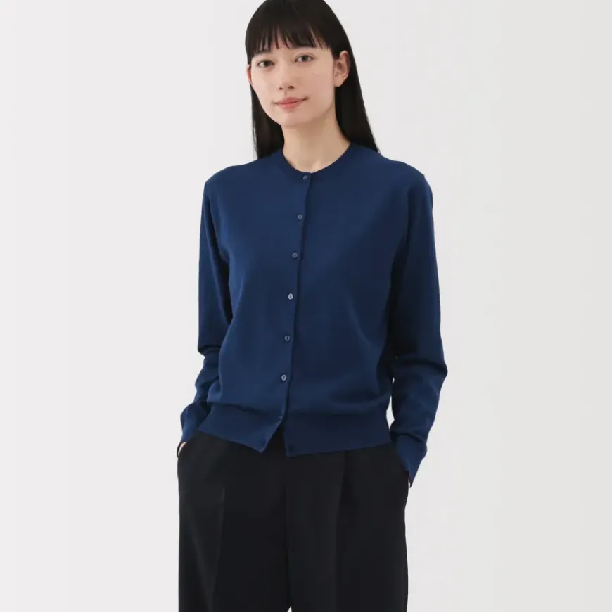 Women's High Twisted Crew Neck Cardigan