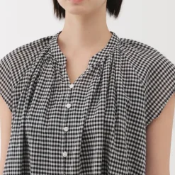 Women's High Twisted Veil French Sleeve Patterned Blouse