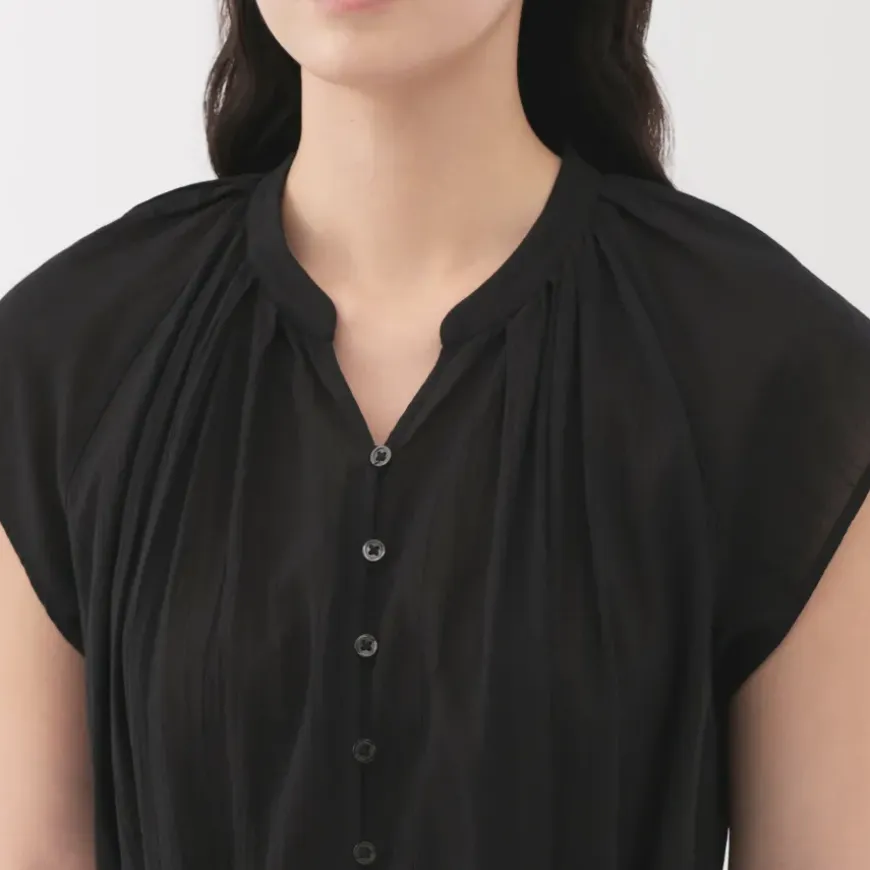 Women's High Twisted Veil French Sleeve Dress