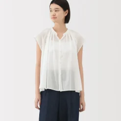 Women's High Twisted Veil French Sleeve Blouse