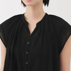 Women's High Twisted Veil French Sleeve Blouse