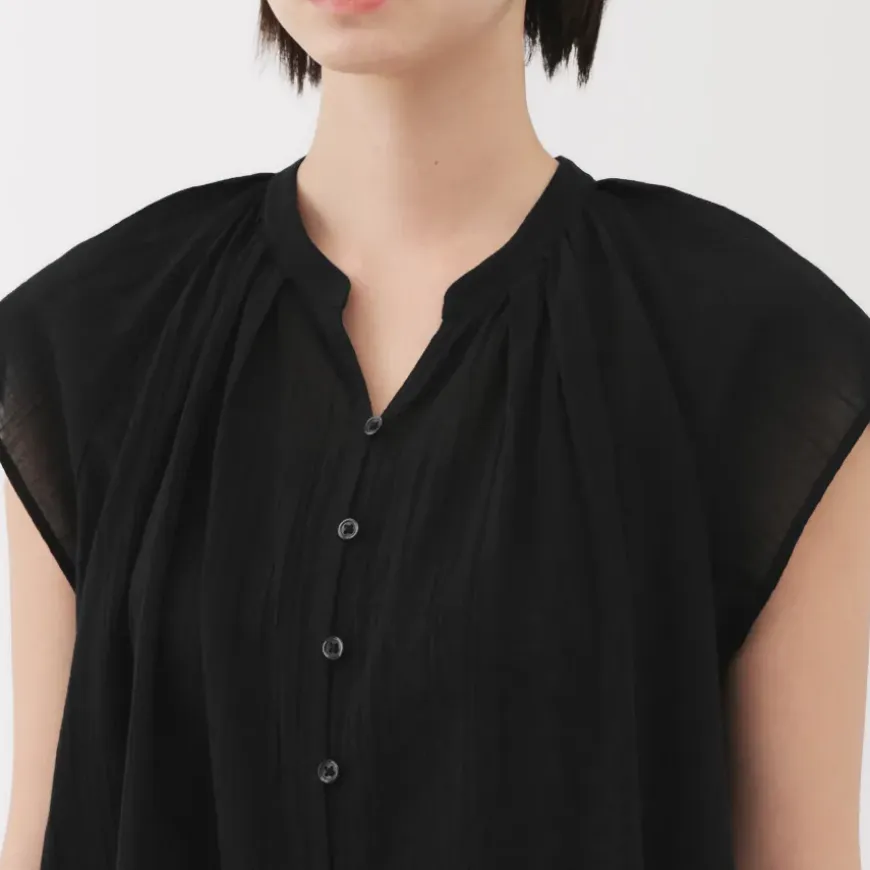 Women's High Twisted Veil French Sleeve Blouse
