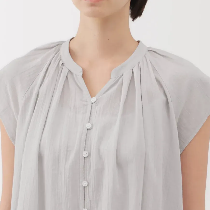 Women's High Twisted Veil French Sleeve Blouse