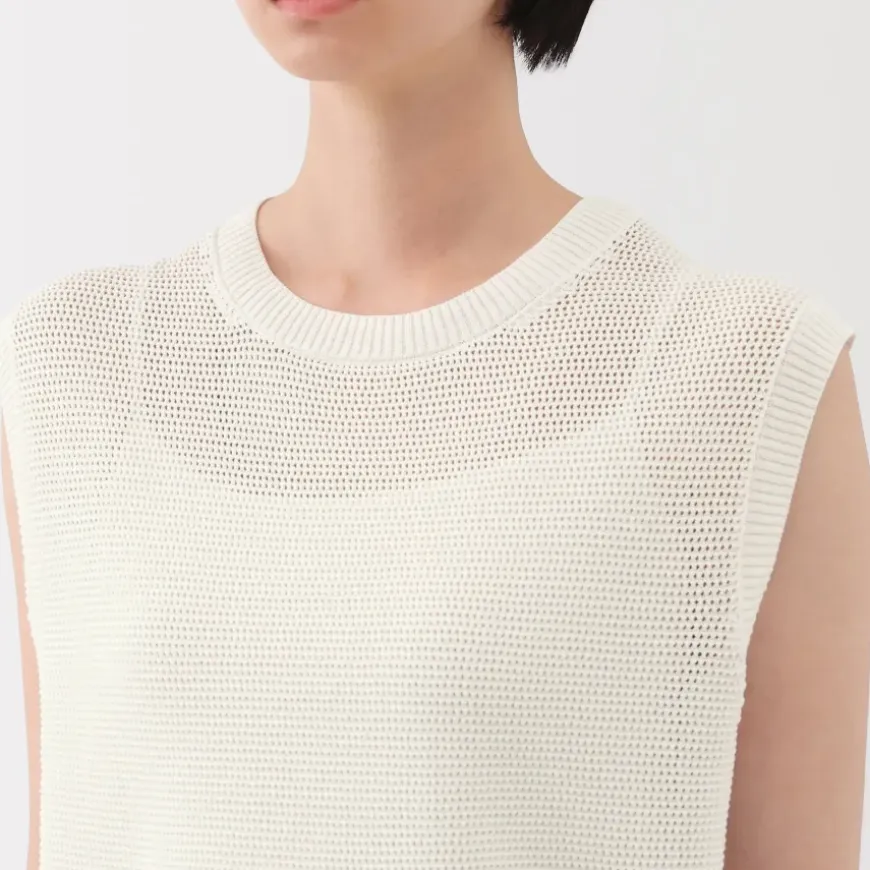 Women's High Twisted Yarn Mesh French Sleeve Sweater