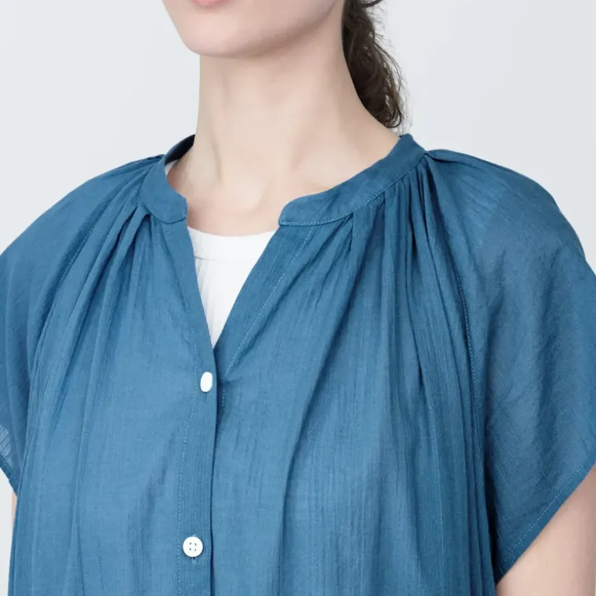 Women's High-Twist Veil French Sleeve Dress