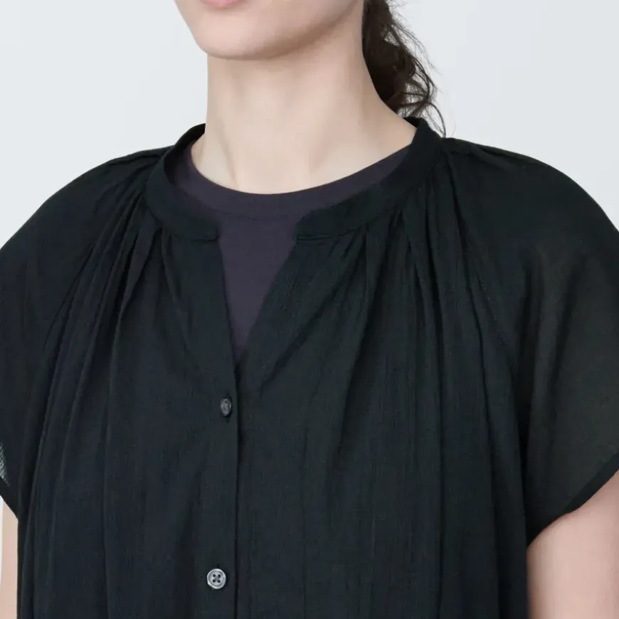 Women's High-Twist Veil French Sleeve Dress
