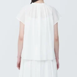 Women's High-Twist Veil French Sleeve Blouse