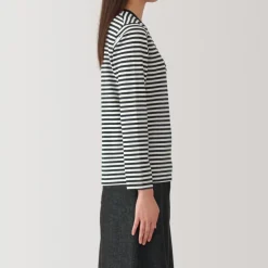 Women's Jersey Crew Neck Long Sleeve Striped T-Shirt
