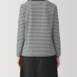 Women's Jersey Crew Neck Long Sleeve Striped T-Shirt