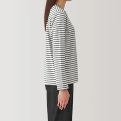 Women's Jersey Crew Neck Long Sleeve Striped T-Shirt