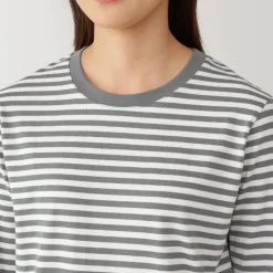 Women's Jersey Crew Neck Long Sleeve Striped T-Shirt