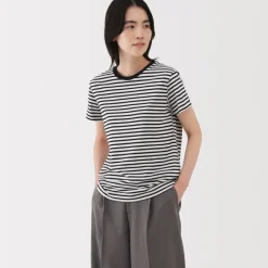 Women's Jersey Crew Neck Short Sleeve Striped T-Shirt