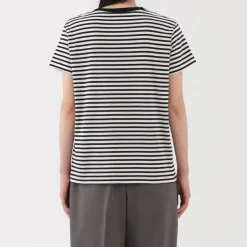 Women's Jersey Crew Neck Short Sleeve Striped T-Shirt