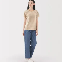 Women's Jersey Crew Neck Short Sleeve Striped T-Shirt