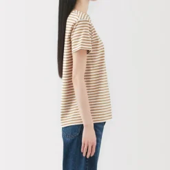 Women's Jersey Crew Neck Short Sleeve Striped T-Shirt