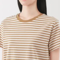 Women's Jersey Crew Neck Short Sleeve Striped T-Shirt