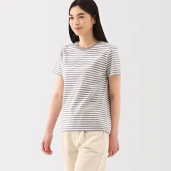 Women's Jersey Crew Neck Short Sleeve Striped T-Shirt