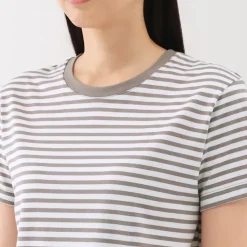 Women's Jersey Crew Neck Short Sleeve Striped T-Shirt