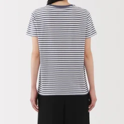 Women's Jersey Crew Neck Short Sleeve Striped T-Shirt