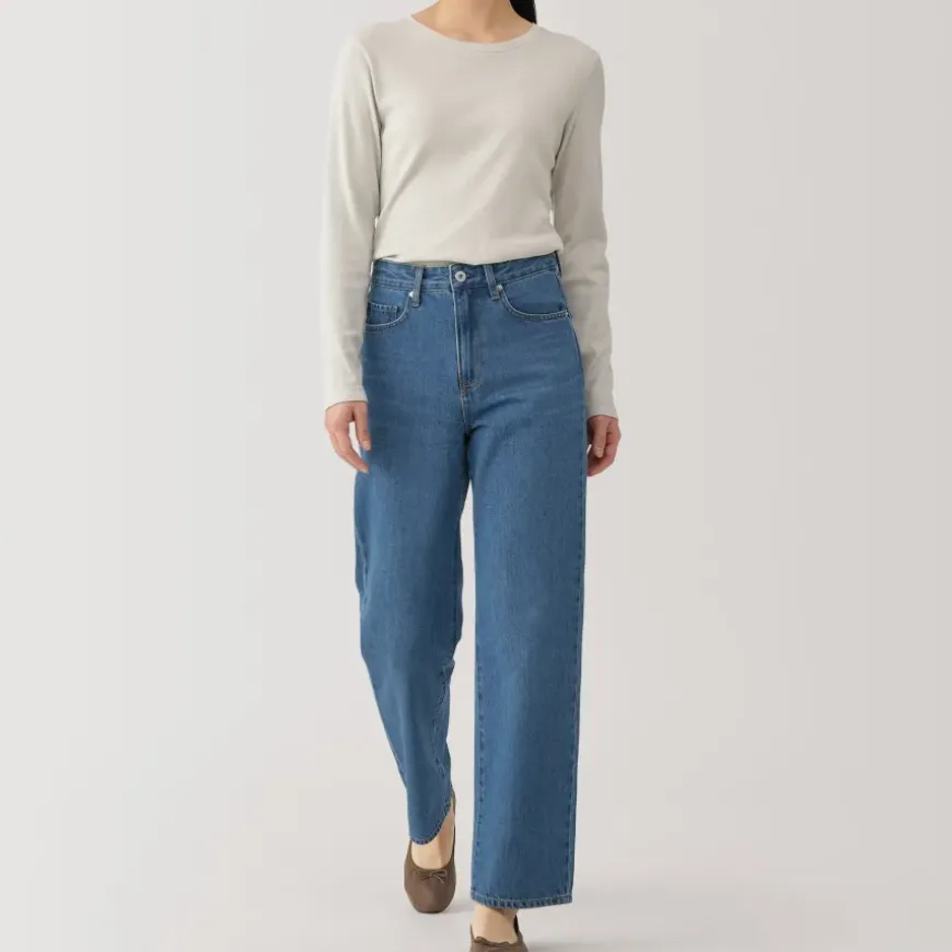 Women's Kapok Blend Denim Straight Pants