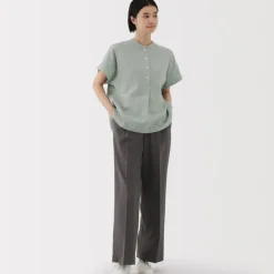 Women's Kapok Blend Double Gauze Short Sleeve Blouse