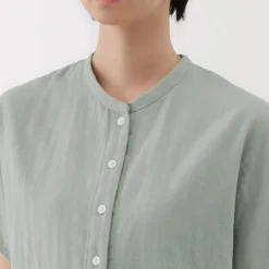 Women's Kapok Blend Double Gauze Short Sleeve Blouse