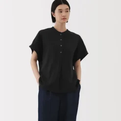 Women's Kapok Blend Double Gauze Short Sleeve Blouse