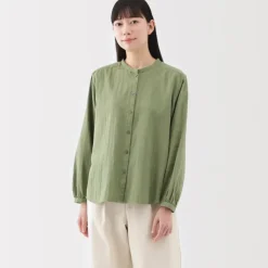 Women's Kapok Blend Double Gauze Long Sleeve Blouse