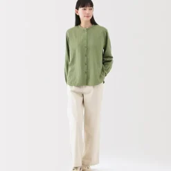 Women's Kapok Blend Double Gauze Long Sleeve Blouse
