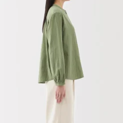 Women's Kapok Blend Double Gauze Long Sleeve Blouse