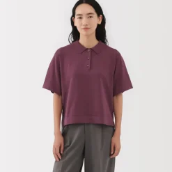 Women's Light Knit Short Sleeve Polo Jumper
