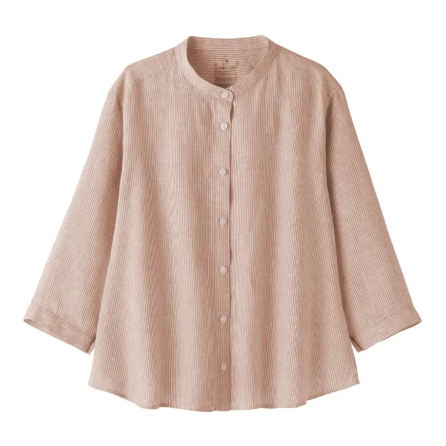 Women's Linen 3/4 Sleeve Striped Blouse