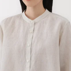 Women's Linen 3/4 Sleeve Striped Blouse