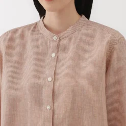 Women's Linen 3/4 Sleeve Striped Blouse