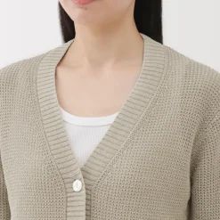 Women's Linen Blend Mesh Cardigan