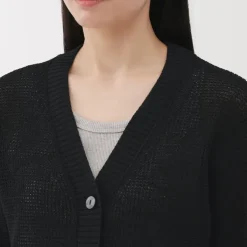 Women's Linen Blend Mesh Cardigan