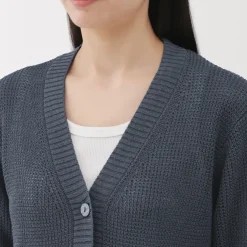 Women's Linen Blend Mesh Cardigan