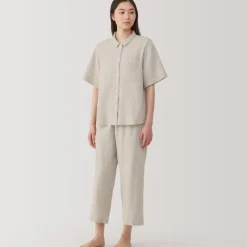 Women's Side Seamless Crepe Gauze Short Sleeve Pajamas