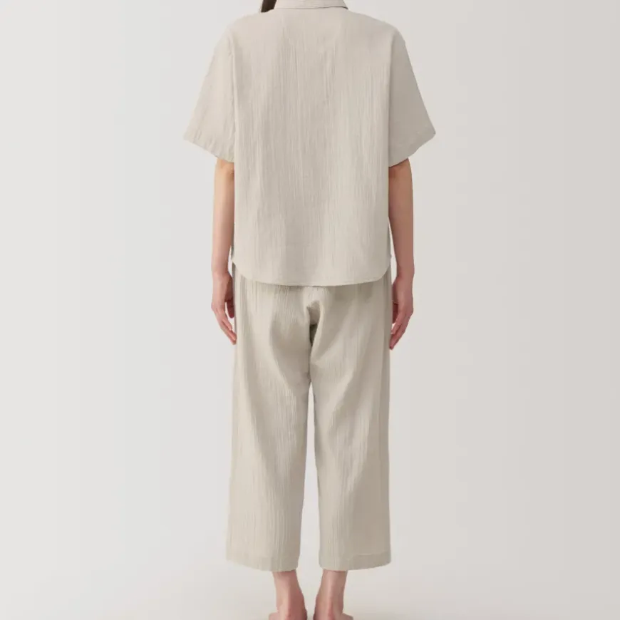 Women's Side Seamless Crepe Gauze Short Sleeve Pajamas
