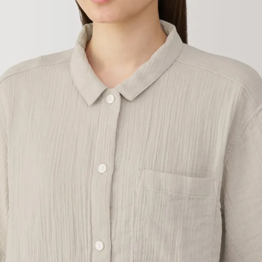 Women's Side Seamless Crepe Gauze Short Sleeve Pajamas