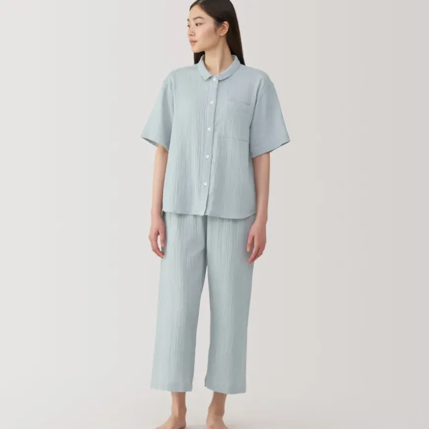 Women's Side Seamless Crepe Gauze Short Sleeve Pajamas