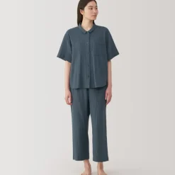 Women's Side Seamless Crepe Gauze Short Sleeve Pajamas