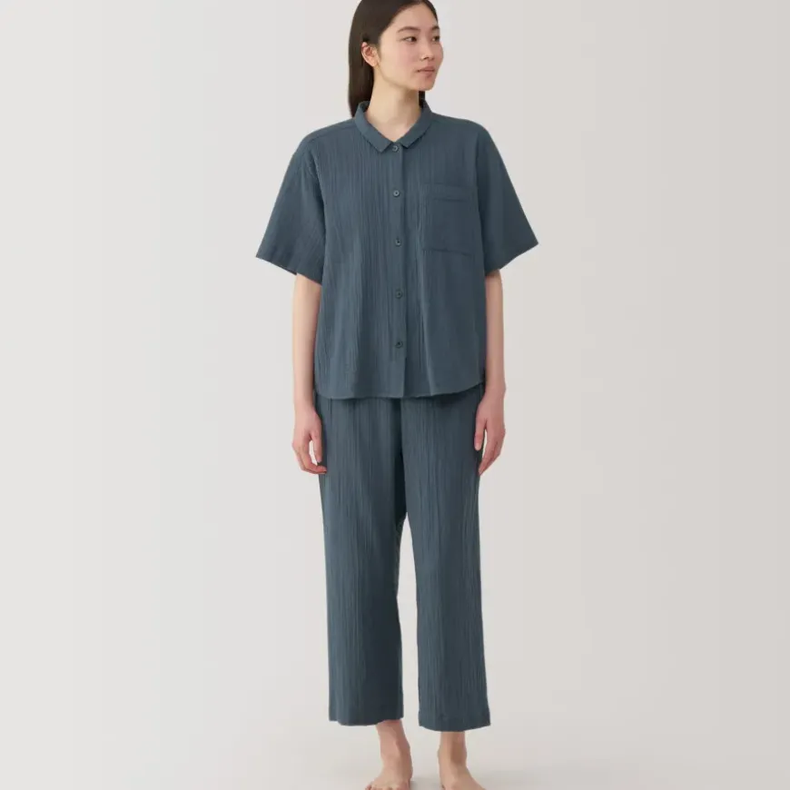 Women's Side Seamless Crepe Gauze Short Sleeve Pajamas