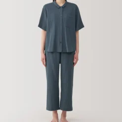 Women's Side Seamless Crepe Gauze Short Sleeve Pajamas