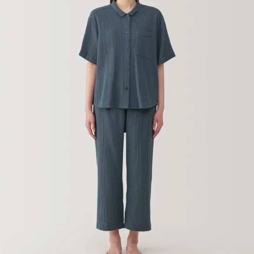 Women's Side Seamless Crepe Gauze Short Sleeve Pajamas