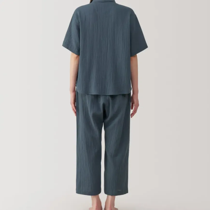 Women's Side Seamless Crepe Gauze Short Sleeve Pajamas
