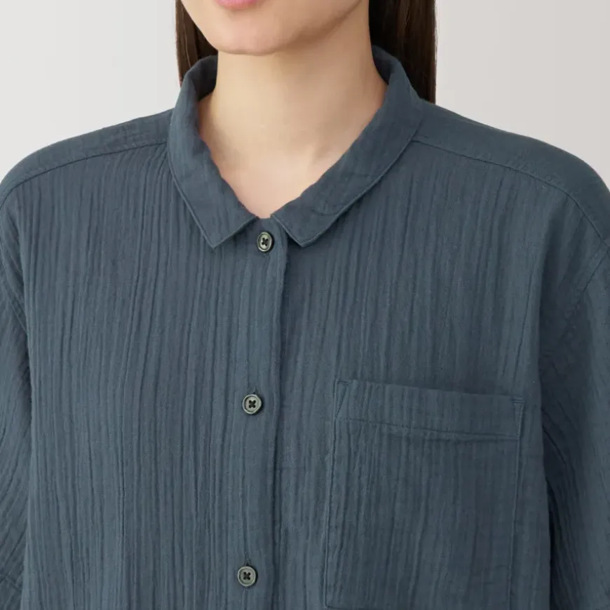 Women's Side Seamless Crepe Gauze Short Sleeve Pajamas