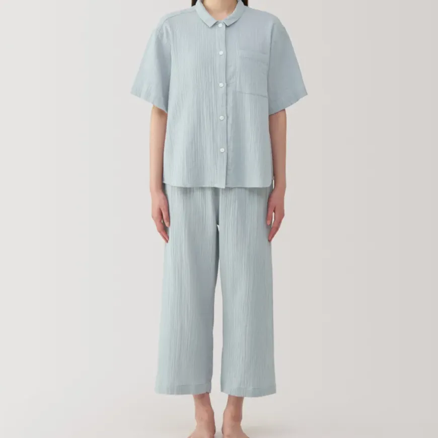 Women's Side Seamless Crepe Gauze Short Sleeve Pajamas